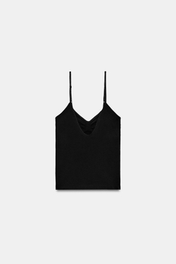 ZARA БЕСШОВНЫЙ ТОП НА БРЕТЕЛЯХ, ЧЕРНЫЙ