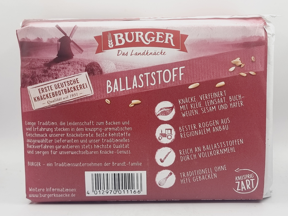 Хлебцы ржаных BURGER цельнозерновые с смесью льняного семени, гречки, кунжута и измельченного овса 250 г (Германия)