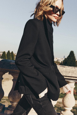 ZARA БЛЕЙЗЕР С ДВОЙНЫМИ ЛАЦКАНАМИ — ZW COLLECTION, ЧЕРНЫЙ