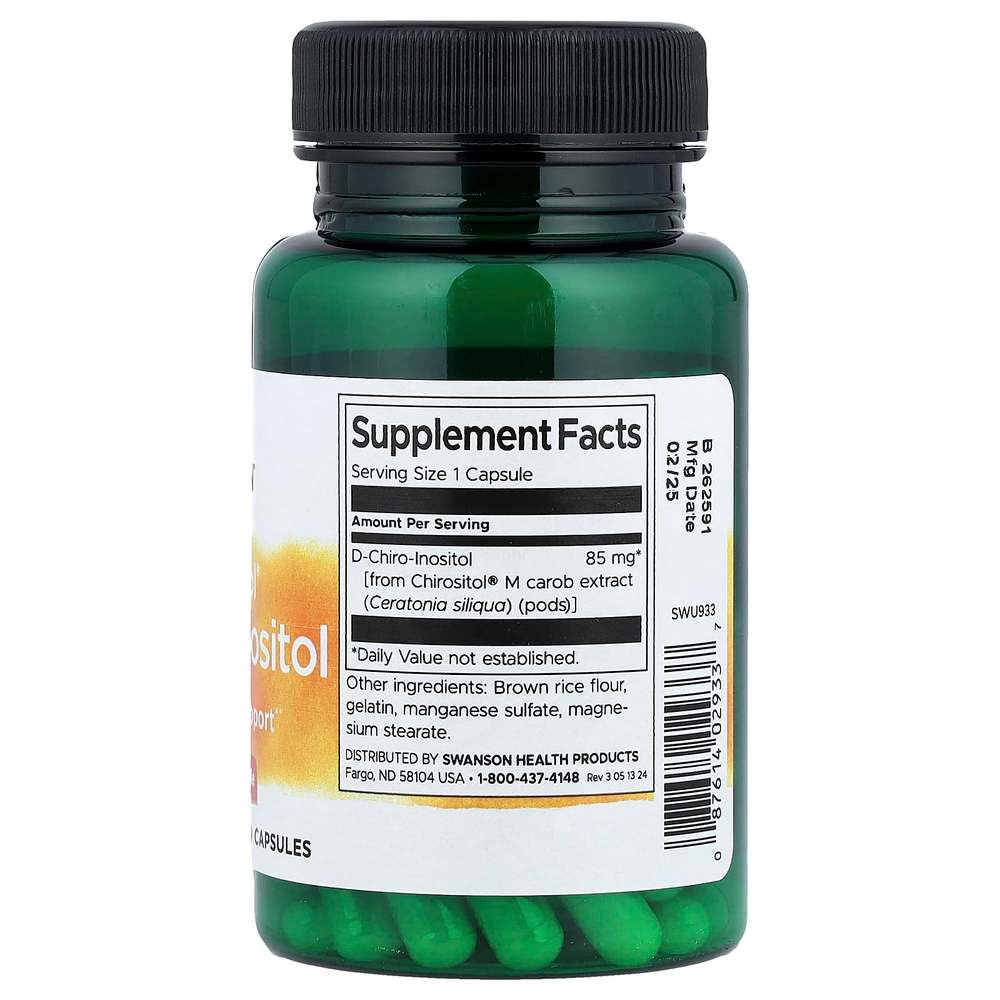 Swanson Vitamins, Chirositol®, D-хироинозитол, 85 мг, 60 капсул