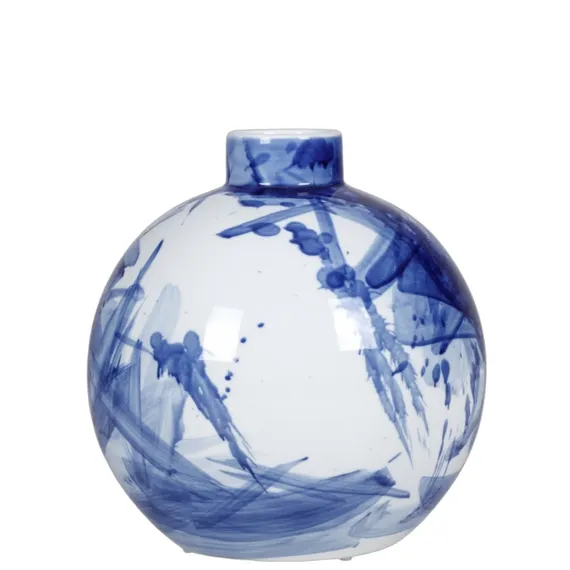 Ваза Globe S высота 26 см, белый, синий
