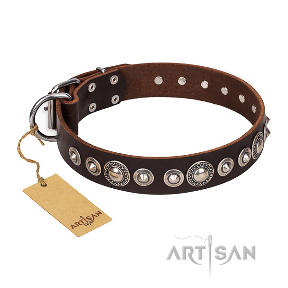 Ошейник "STRICT ELEGANCE" Коричневый кожаный №40  70см C204##brown-hrome