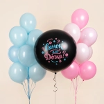 Гендер пати шар надутый гелием с конфетти на пол ребенка Кто наш малыш? На гендерную вечеринку 60см