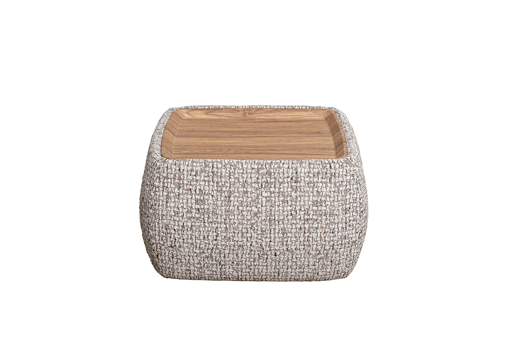 Столик прикроватный мягкий Garda Decor Руна(Runa) шенилл серая Seppia-Ser 49*49*27 см