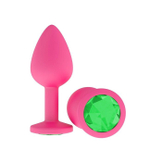Маленькая розовая пробка с зеленым кристаллом ONJOY Silicone Collection (Цвет: розовый с зеленым)