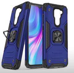 Противоударный чехол для Xiaomi Redmi Note 9 синий с пластиной для магнитного автодержателя и кольцом подставкой Противоударный чехол для Xiaomi Redmi Note 9 синий с пластиной для магнитного автодержателя и кольцом подставкой
