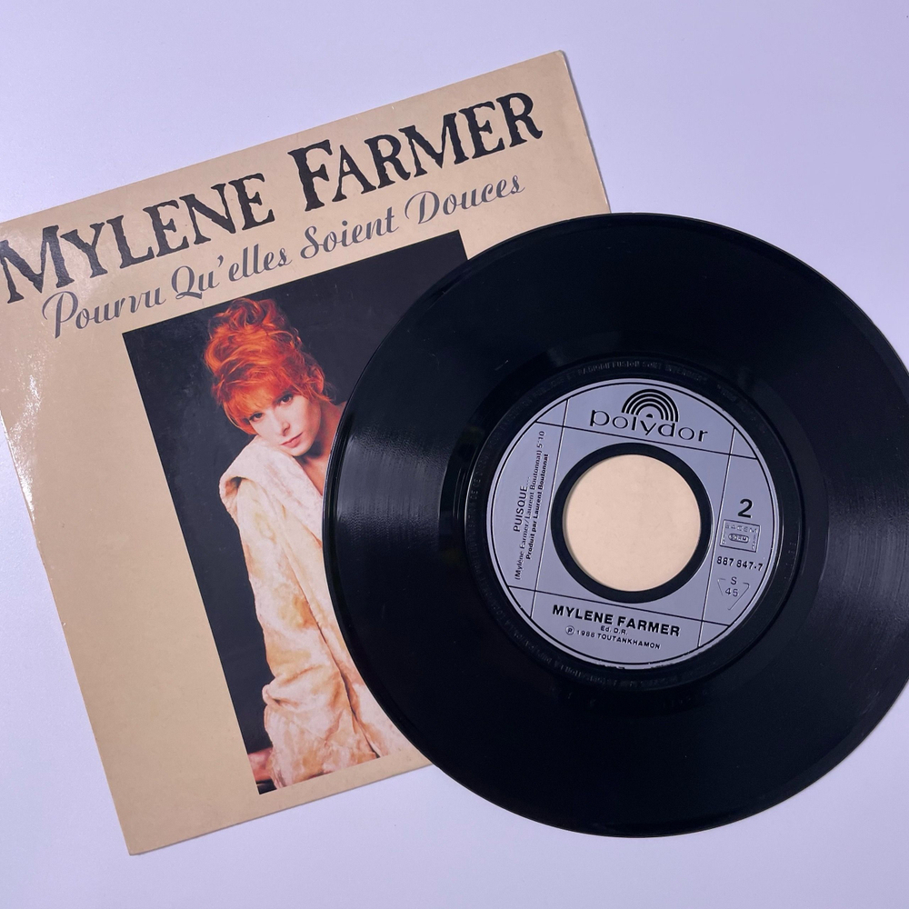 Винтажная виниловая пластинка LP Mylene Farmer, Pourvu Qu'elles Soient Douces (Франция 1988) 7 дюймов