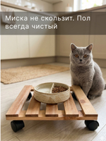 Подставка для цветов, 30х30х7, Флорэль, на колесиках, этажерка, напольное, на подоконник, полка, из массива дерева, коричневый, Dipriz