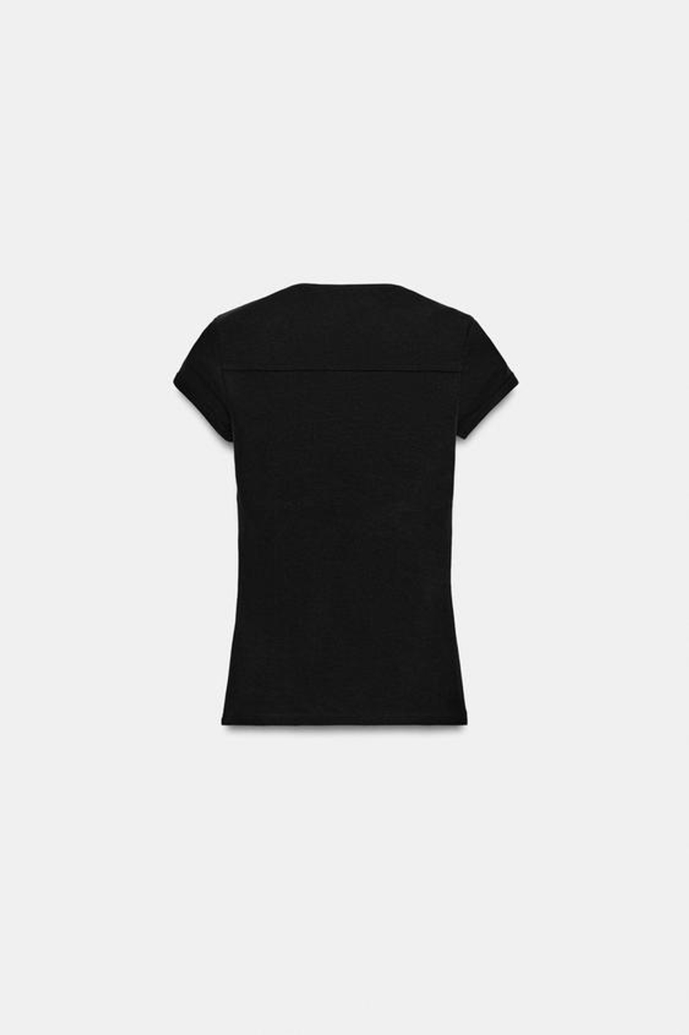 ZARA ФУТБОЛКА С КВАДРАТНЫМ ВЫРЕЗОМ, ЧЕРНЫЙ