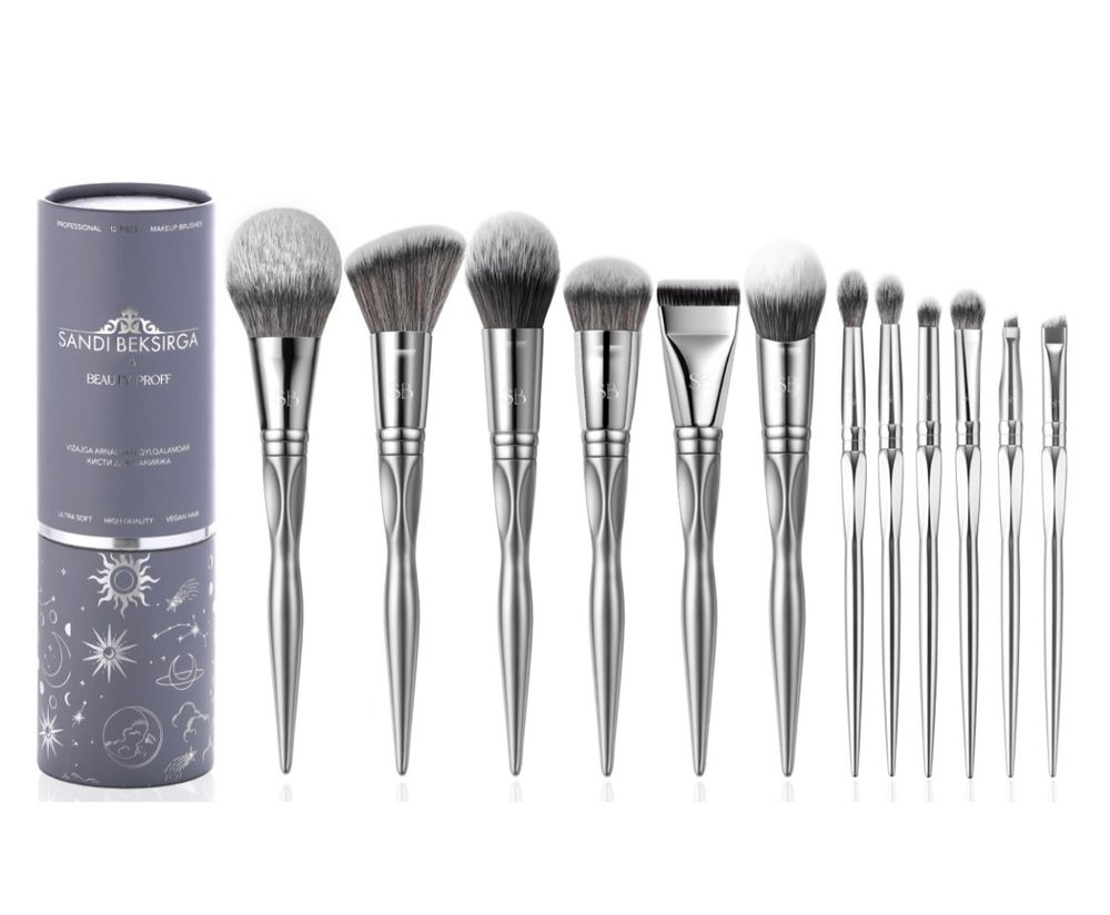 Набор из 12 кистей Beauty Proff Silver Brush Set