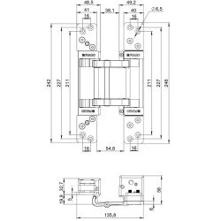 Петля скрытой установки FUARO HH-180 до 200 кг (на 2 петли, 180 открываение) BL черный /63161/ (1шт)