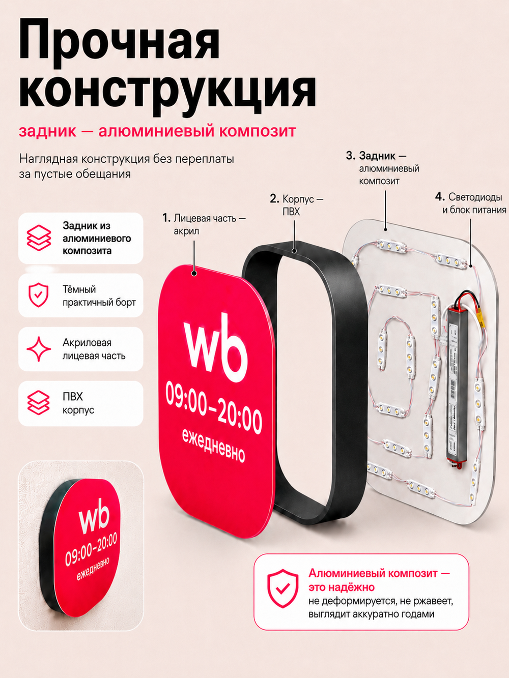 Световой режимник для ПВЗ табличка режим работы с 09 до 20