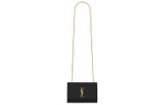 SAINT LAURENT KATE Grained Calfskin Shoulder Bag Small Women"s Black