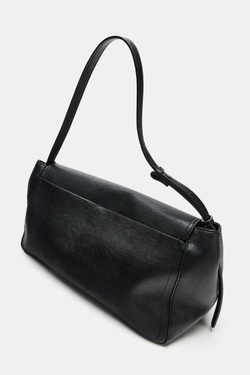 ZARA СУМКА НА ПЛЕЧО С КЛАПАНОМ, ЧЕРНЫЙ