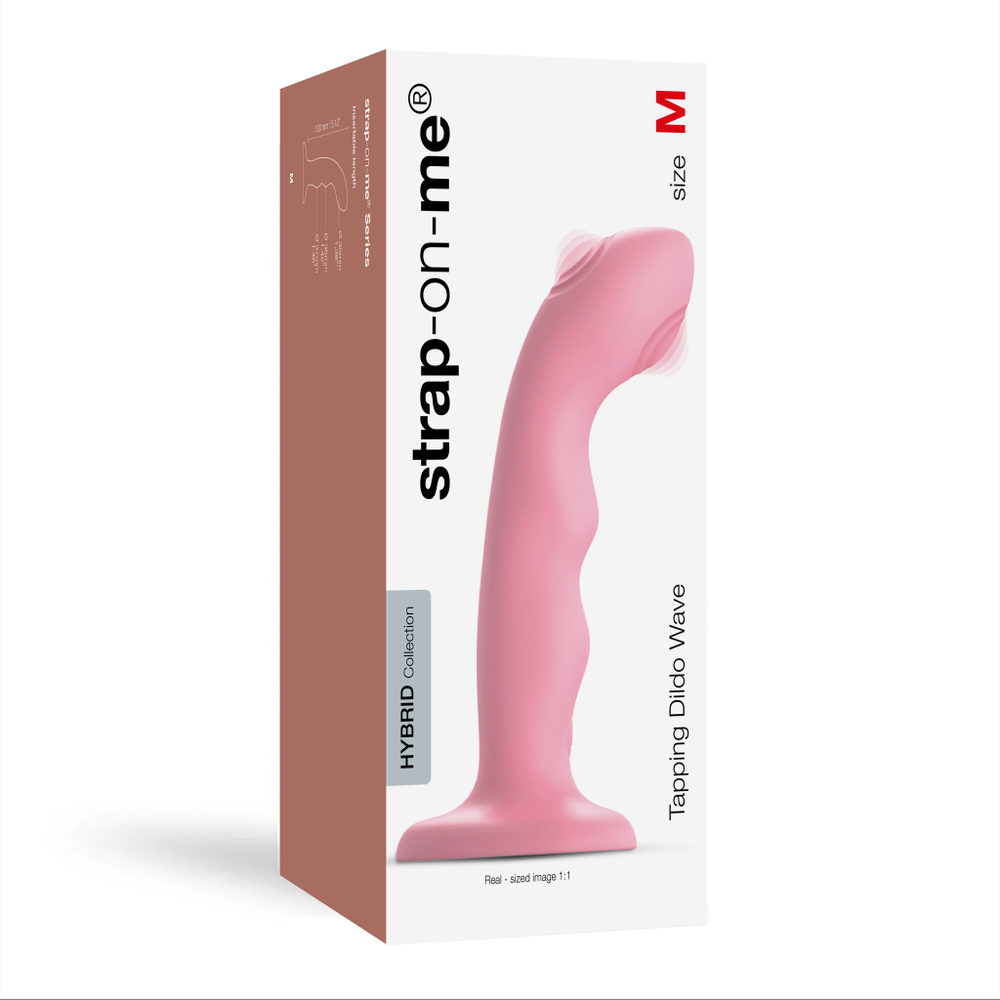 Фаллоимитатор с двойным таппингом Strap-on-me Wave, коралово-розовый