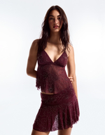 Женская мини-юбка с вышивкой и воланами - BERSHKA