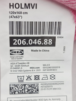 IKEA Плед HOLMVI розового цвета с бахромой, 120х160 см