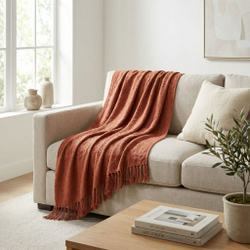 Velora Home Плед Однотонный-1 Кирпичный цвет 200х230 100% Хлопок