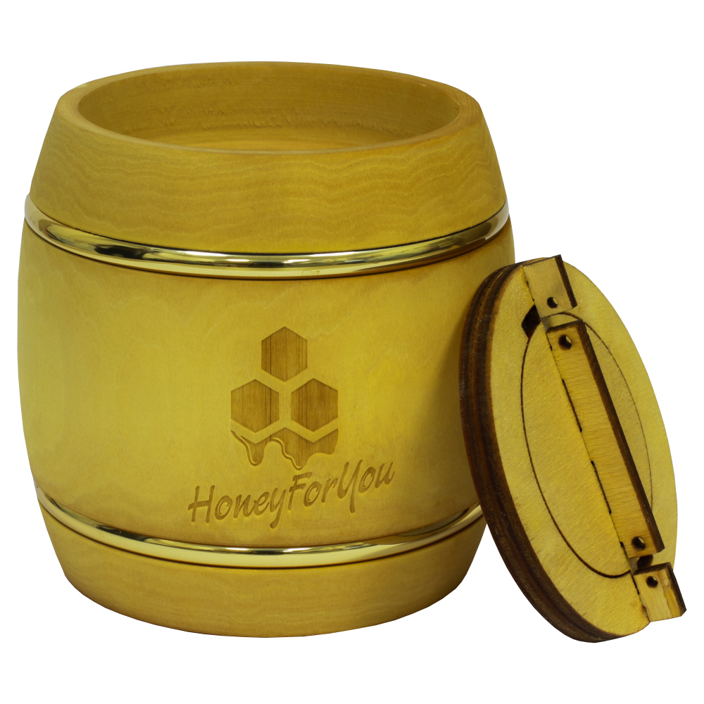 Деревянный бочонок с донниковым мёдом HoneyForYou, 0,3 кг