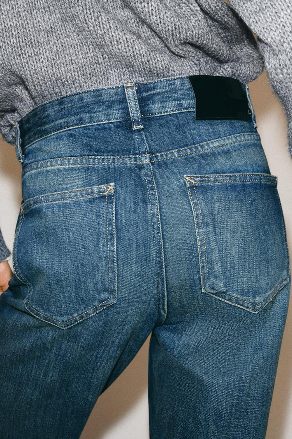 ZARA ДЖИНСЫ STRAIGHT FIT С ВЫСОКОЙ ПОСАДКОЙ — ZW COLLECTION, СИНИЙ