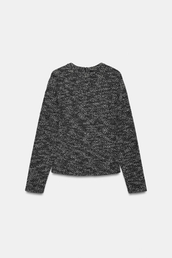 ZARA ТОП БУКЛЕ, БЕЛЫЙ/ЧЕРНЫЙ