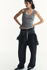 Облегающая хлопковая майка в рубчик - H&M