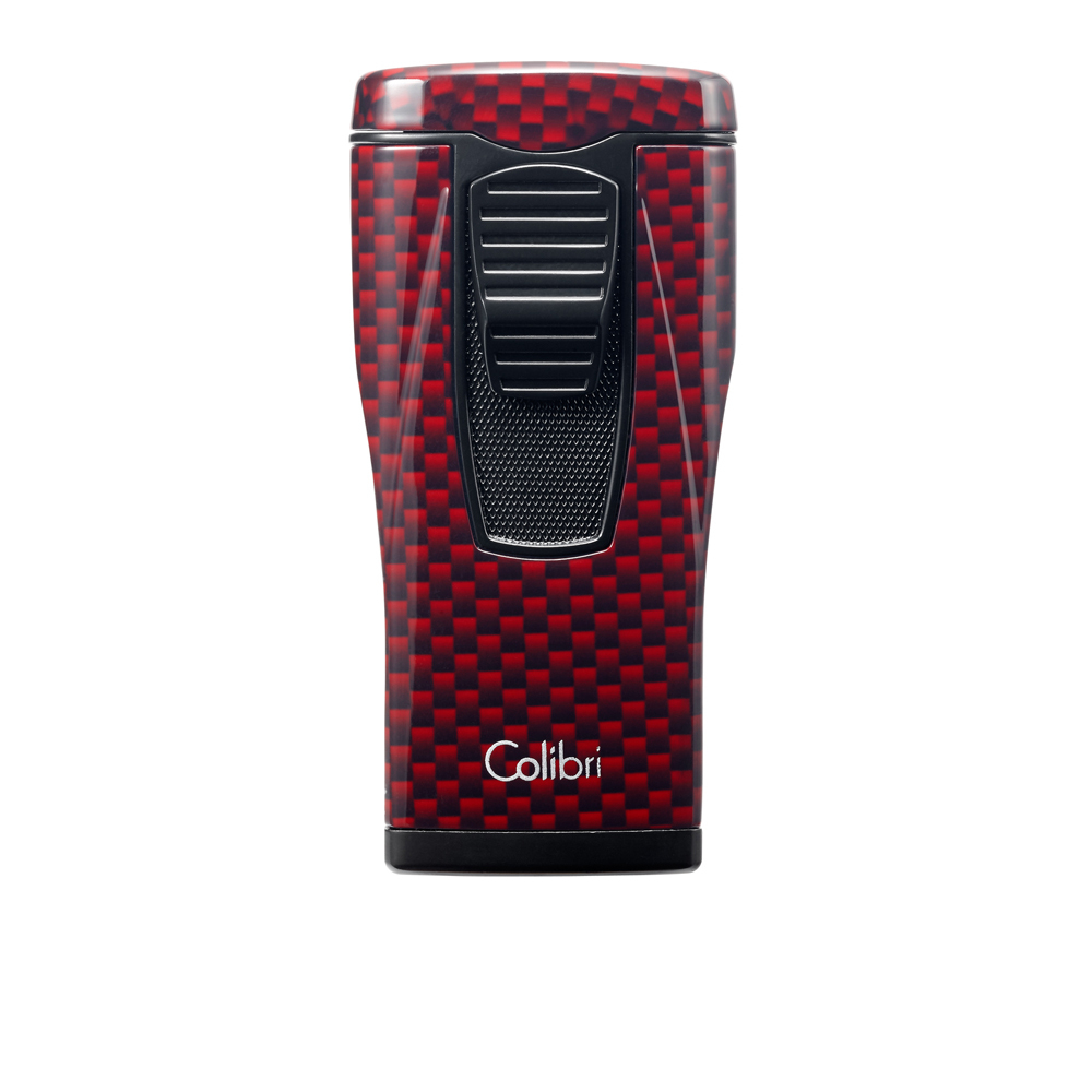 Зажигалка сигарная Colibri Monaco (тройное пламя), красный карбон