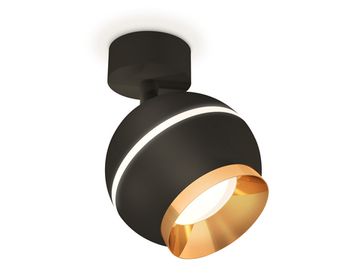 Комплект поворотного светильника с дополнительной подсветкой GU5.3/LED 3W 4200K XM1102004 SBK/PYG чёрный песок/золото жёлтое полированное (A2210, C1102, N7034) DIY System Complects Ambrella