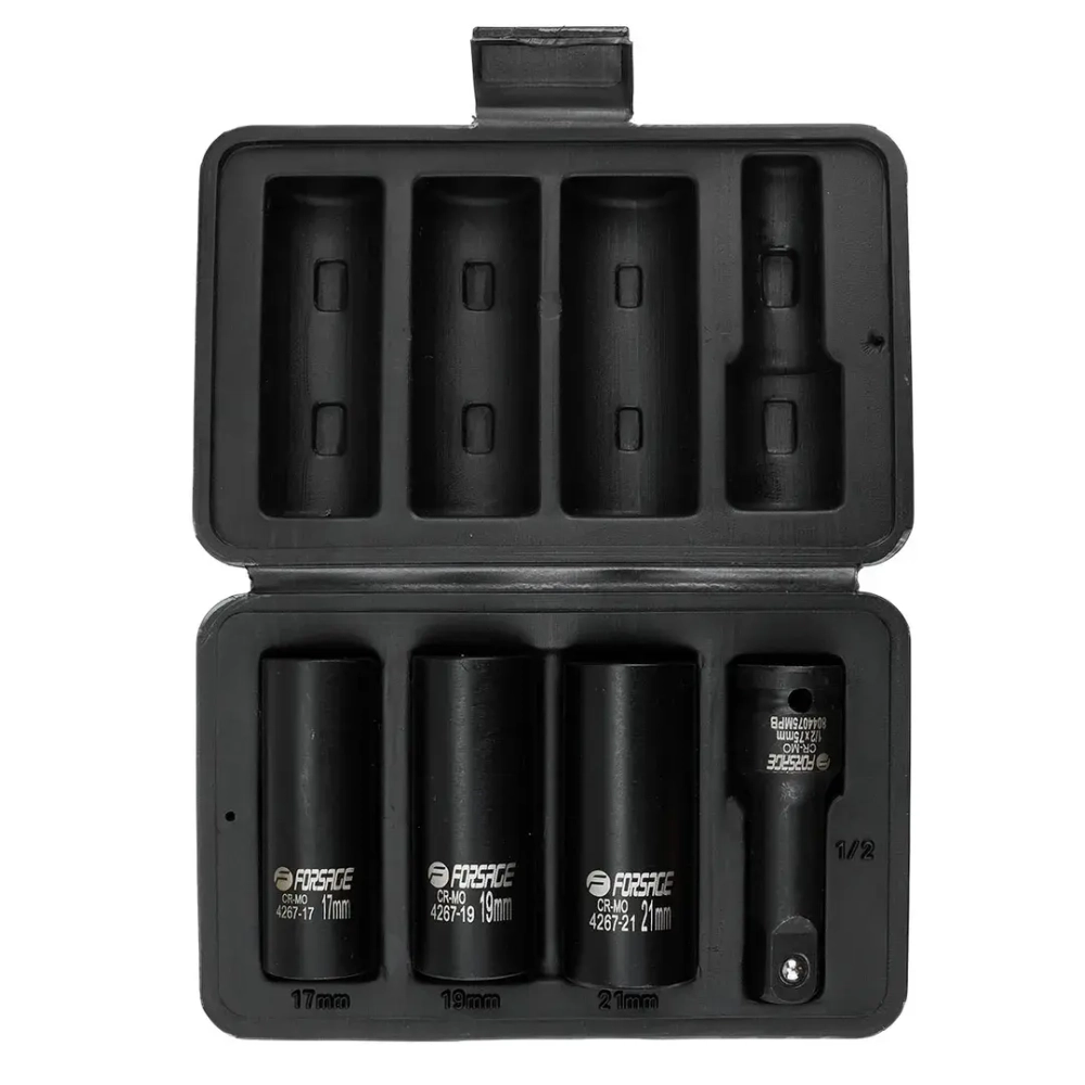 Головки ударные двухсторонние, набор 4пр., 1/2''(6гр.) Forsage F-4267