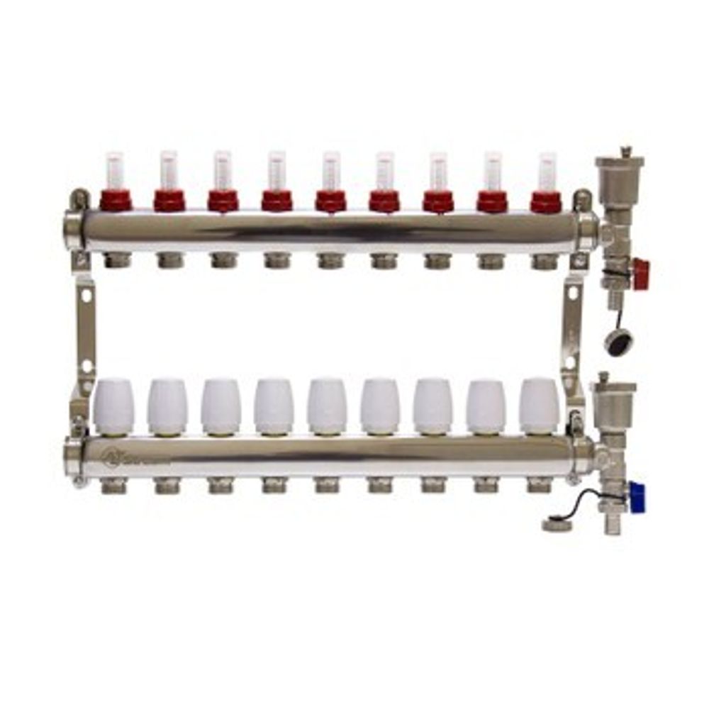 Коллекторная группа Altstream 1" евроконус 3/4" на 9 выходов с расходомерами