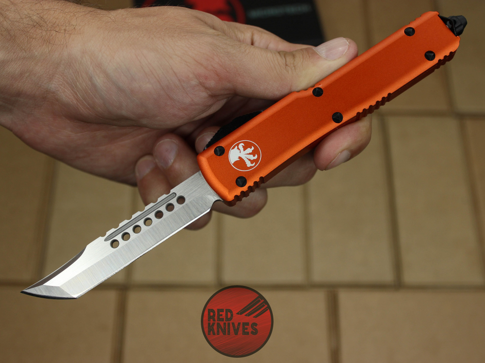 Нож Microtech Ultratech Helhound H/E - оранжевая рукоять, клинок сатин + запчасти RK-366