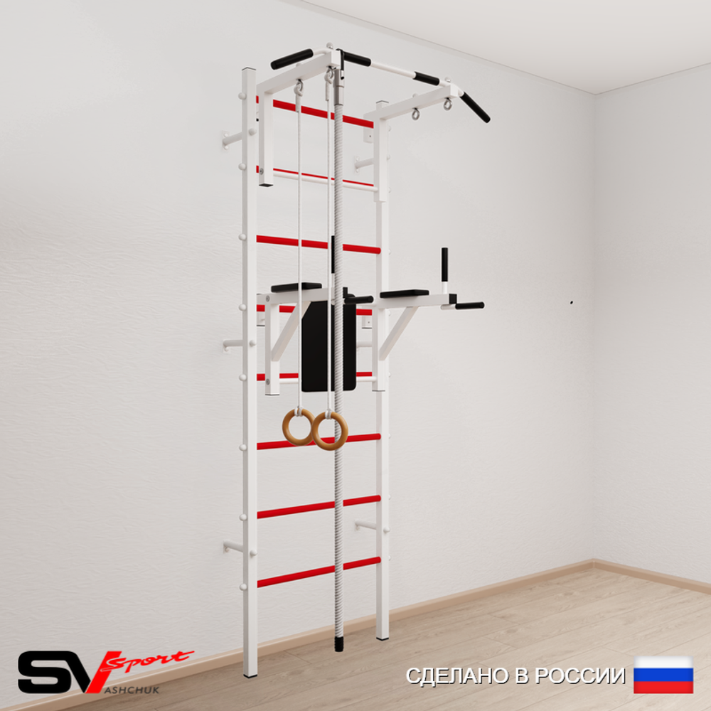 Шведская стенка Sv Sport усиленная 674 (Турник стандарт/Брусья/Канат/Кольца)