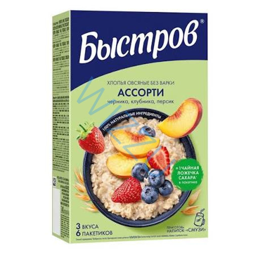 Каша Хлопья овсяные Быстров Ассорти 6 пакет.240гр