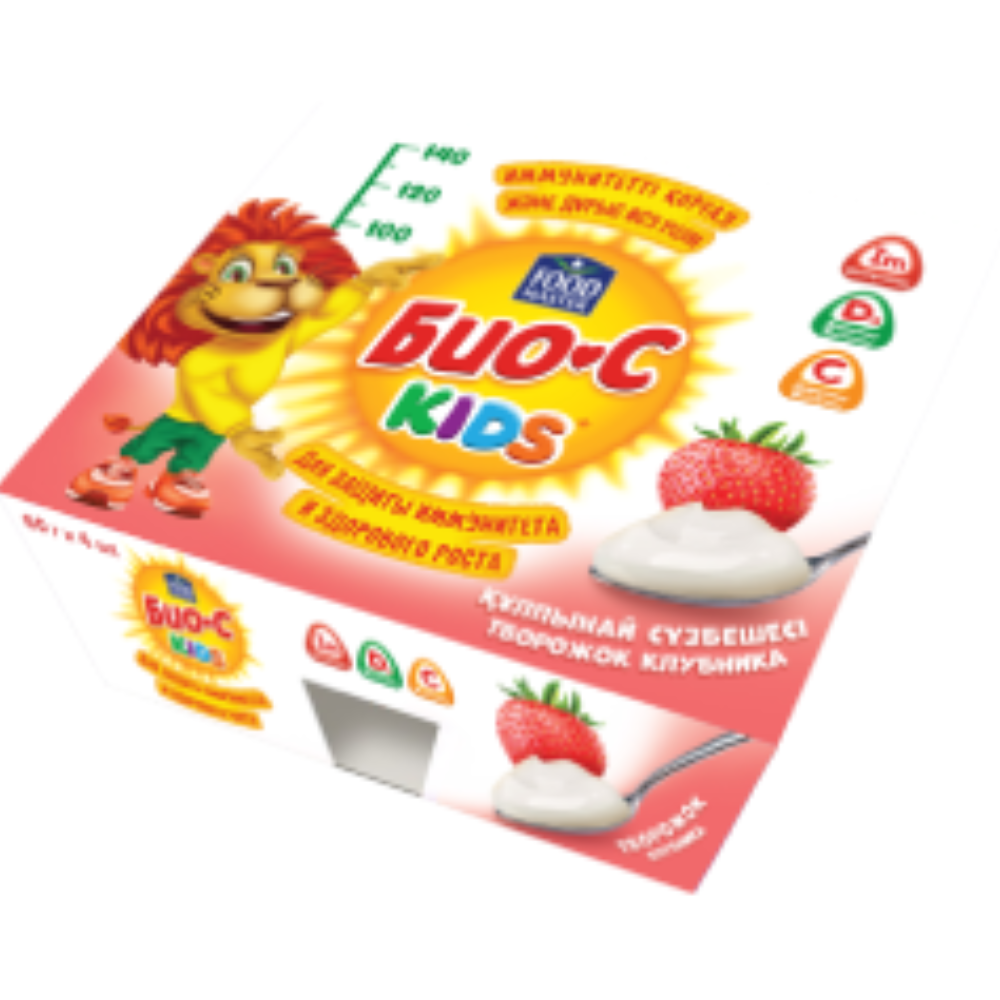 Творожок Food Master Био-С Kids Клубника 4*60 гр