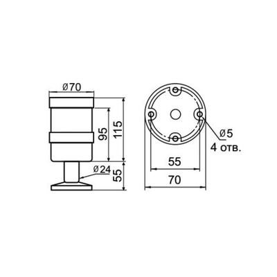 Светосигнальная колонна INNOCONT TL70-024-G-55