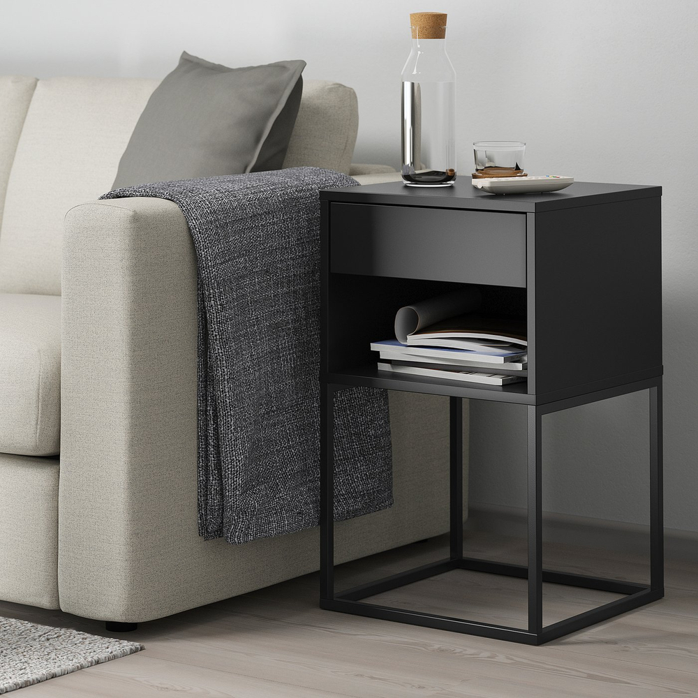 IKEA VIKHAMMER  (ИКЕА ВИКХАММЕР)  -  Столик ночной - чёрный 40х39 см