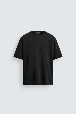 ZARA ФУТБОЛКА RELAXED FIT, ЧЕРНЫЙ
