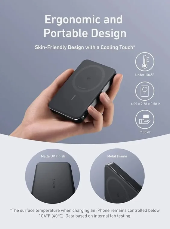 Внешний аккумулятор Anker MagGo Power Bank 10000 mAh A1664 черный