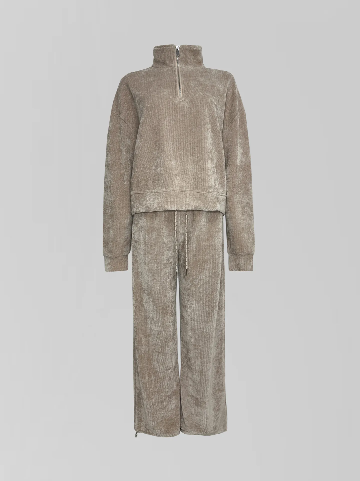 Спортивный костюм Yan Fashion 8083 вельветовый из кофты-полузамок и широкий брюк