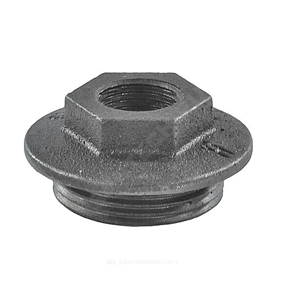 Заглушка (пробка) проходная 1 1/4"x3/4" правая резьба для чугунных радиаторов CRMTCLB