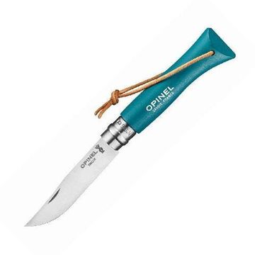 Складной нож Opinel №6 Trekking, нержавеющая сталь, бирюзовый c клинком из стали Sandvik™ 12С27, рукоять дерево (Граб)