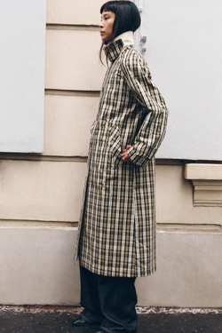 ZARA ДВУСТОРОННИЙ ТРЕНЧ В КЛЕТКУ — ZW COLLECTION, БЕЖЕВЫЙ