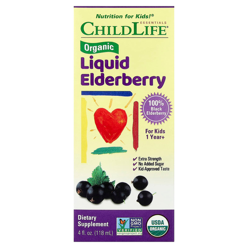 ChildLife Essentials, жидкая добавка с органической бузиной, для детей от 1 года, 118 мл (4 жидк. унции)