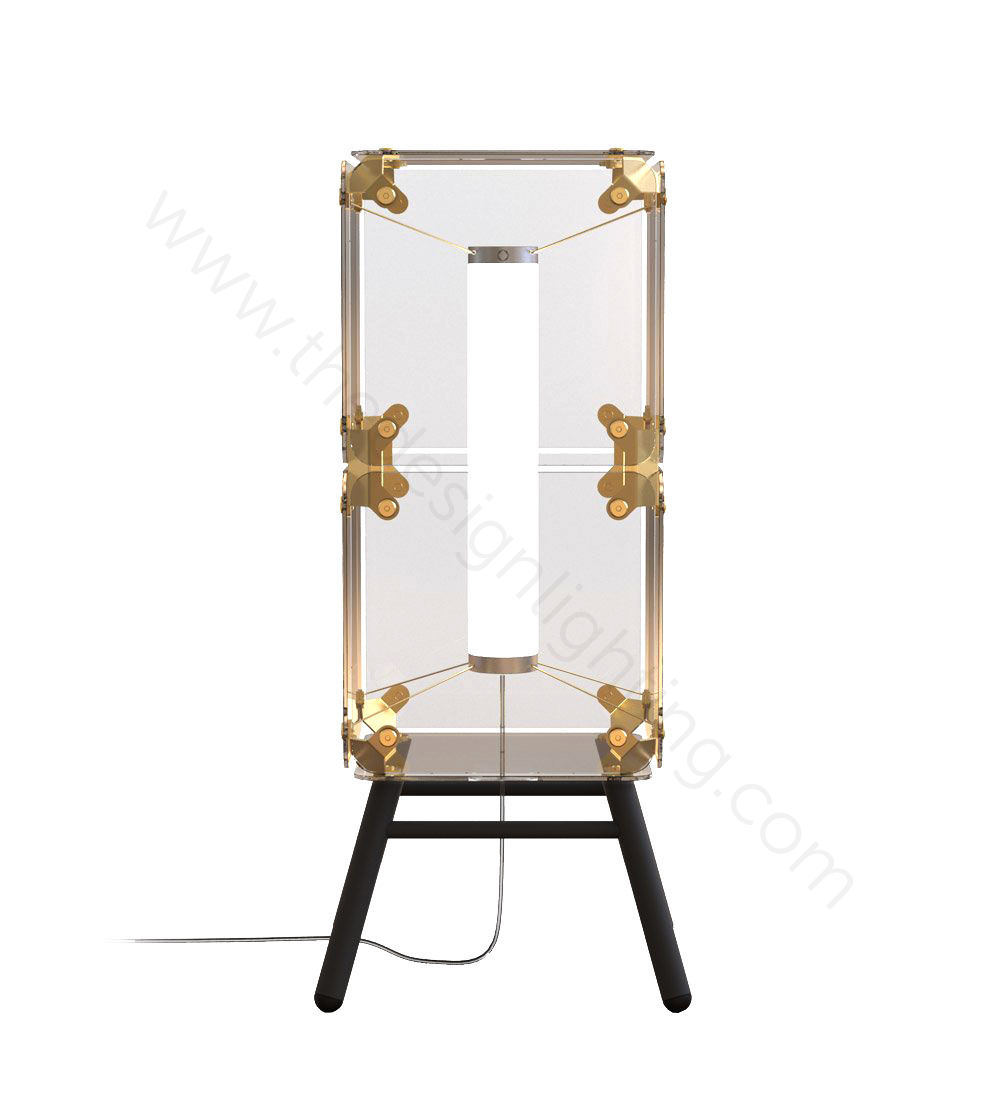 Floor design lamp  Hyperqube by Felix Monza (2 lampshade ,  Clear)