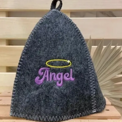 Шапка банная классическая серая с вышивкой «Angel», цвет серый, ( без упаковки)