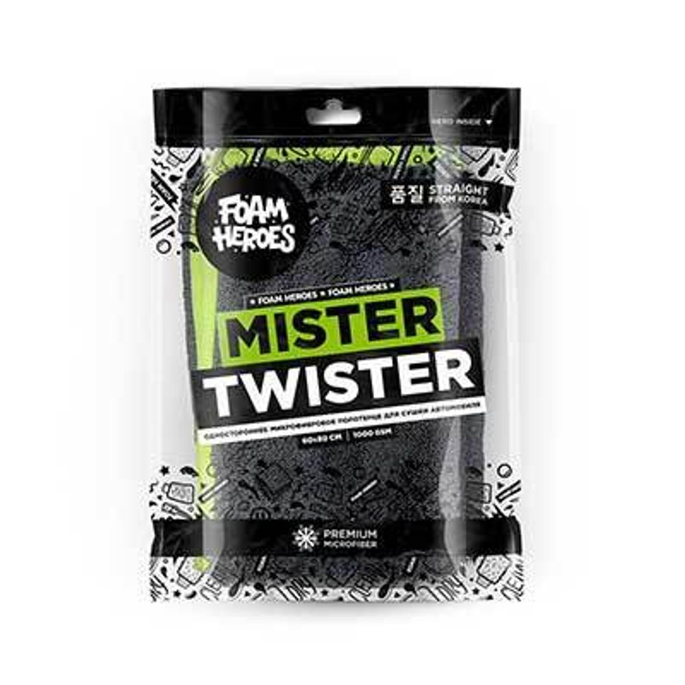 FHA032 Foam Heroes Mr. Twister одностороннее полотенце для сушки автомобиля 60х80см, 1000г/м2