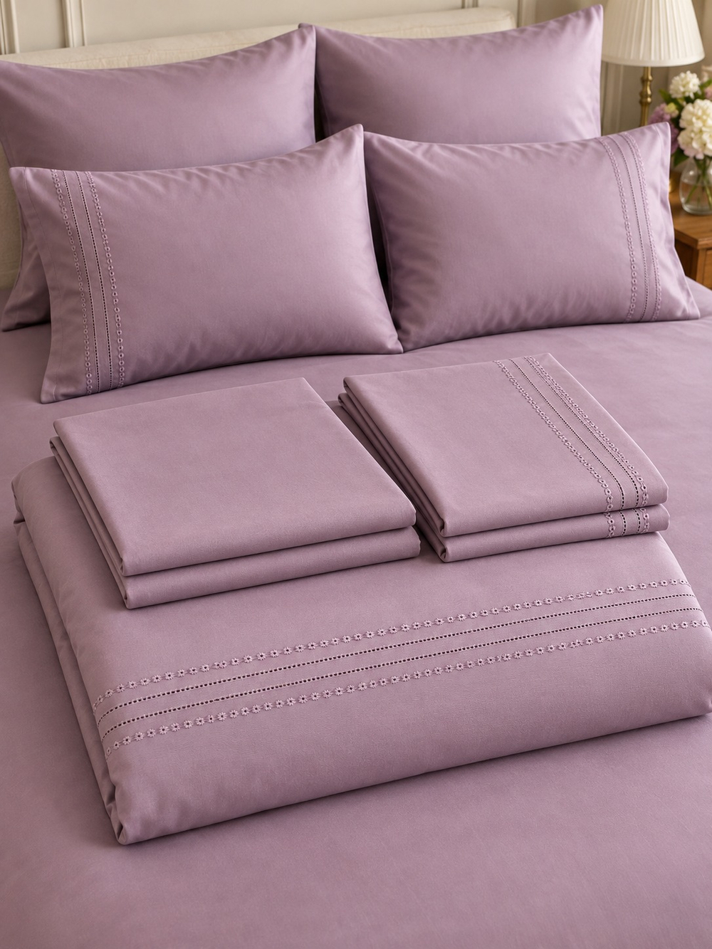 Gelin Home КПБ 6 пр. MIRA сиреневый цвет пододеяльник 200*220, простынь 240*260, наволочки 50*70 2шт, декоративные наволочки 50*70 2шт GLNN532 — фото 5