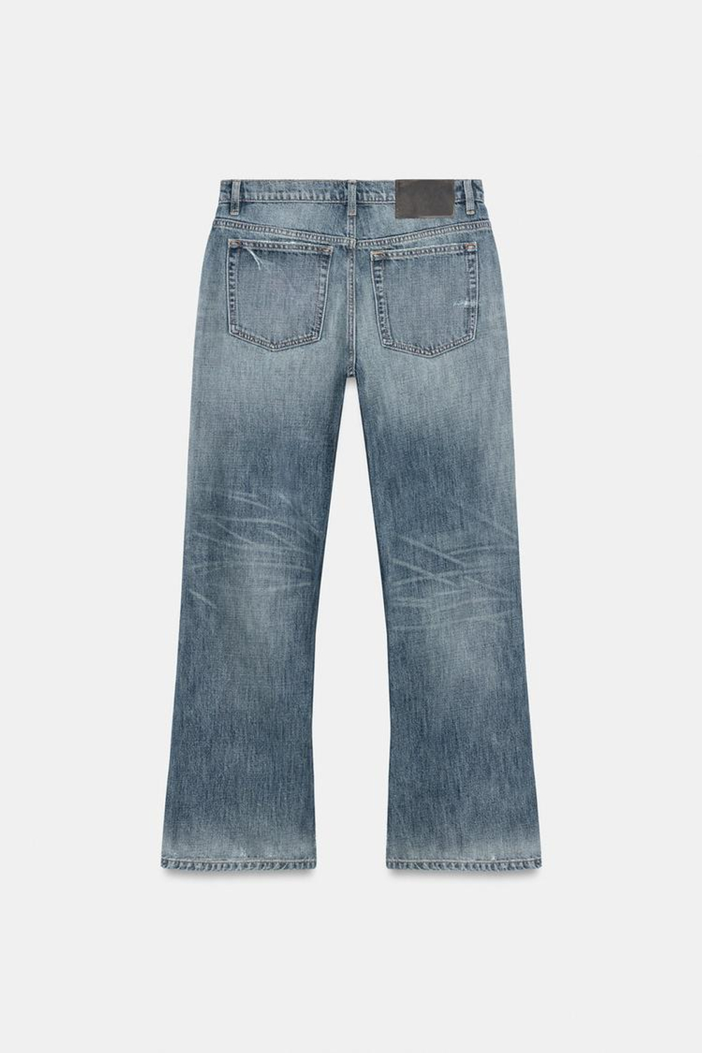 ZARA ДЖИНСЫ TRF STRAIGHT С НИЗКОЙ ПОСАДКОЙ И РАЗРЕЗАМИ, СИНИЙ