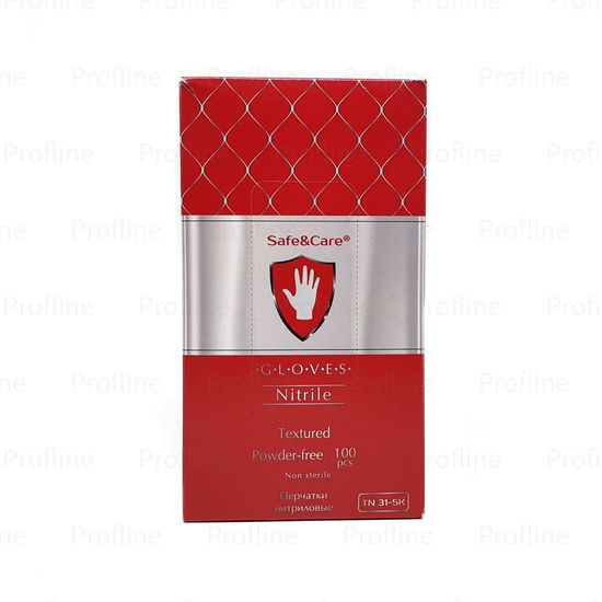 Перчатки Safe and Care размер M нитриловые красные 50 пар/уп