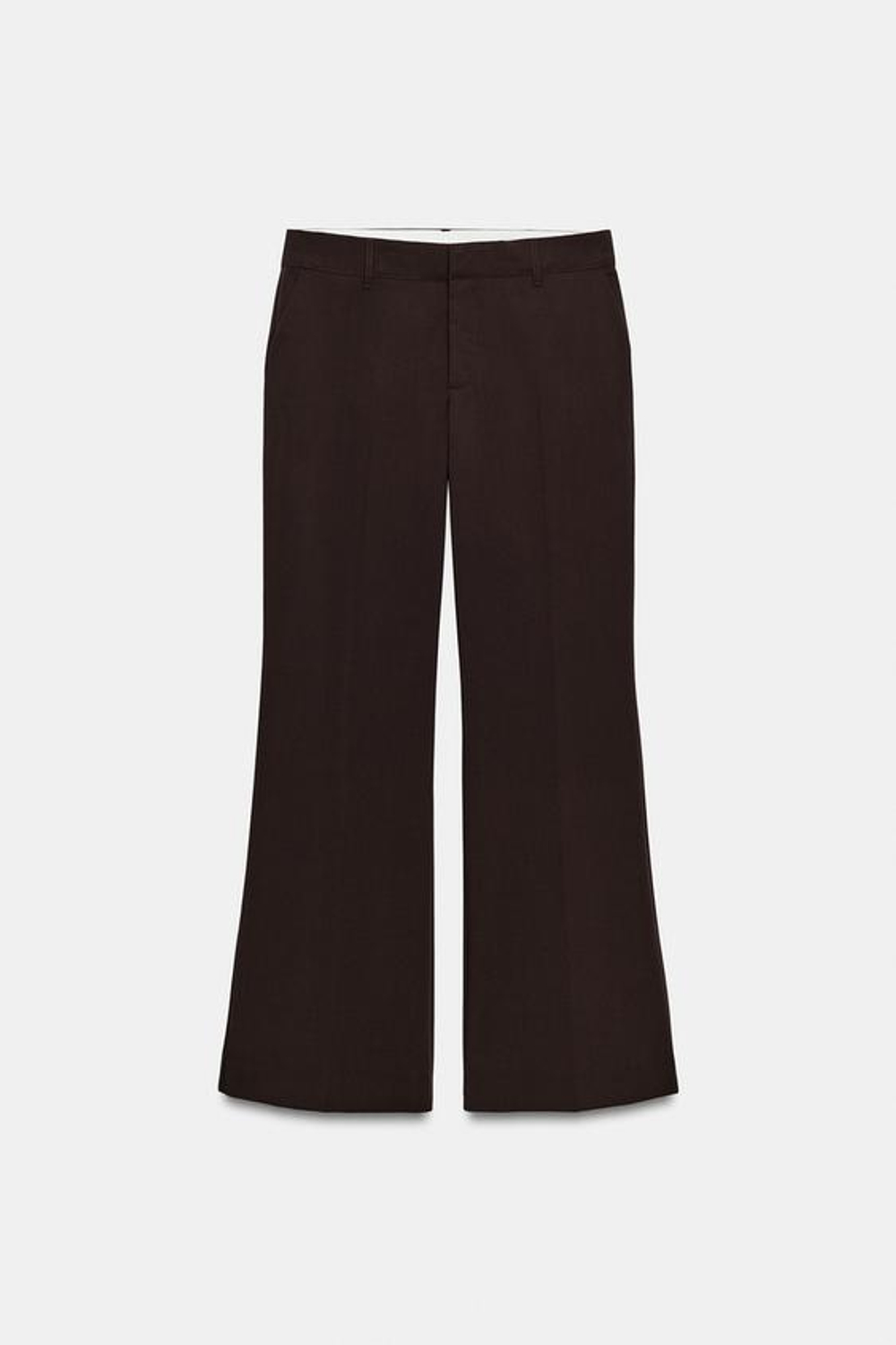 ZARA БРЮКИ ПРЯМОГО КРОЯ С НИЗКОЙ ПОСАДКОЙ, ТЕМНО-БАКЛАЖАНОВЫЙ